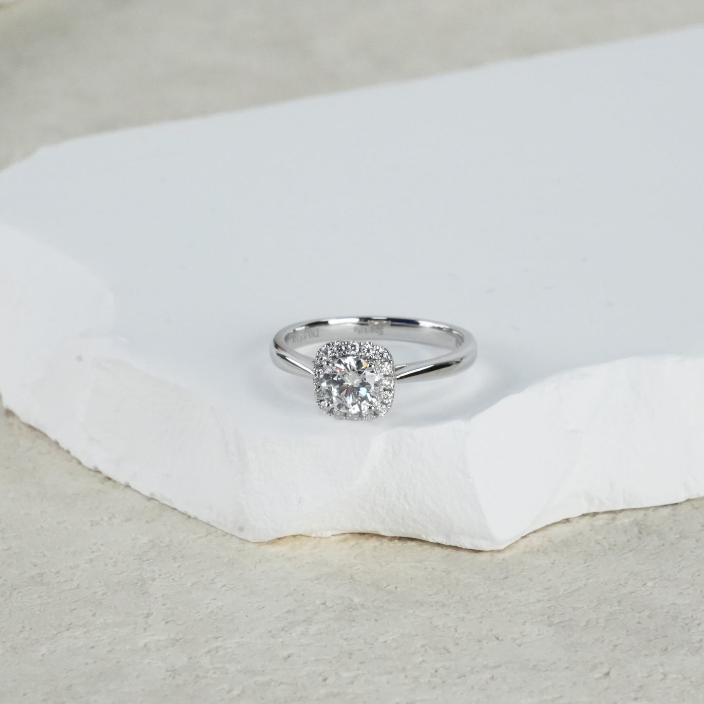 Cube Sugar Halo Set Ring