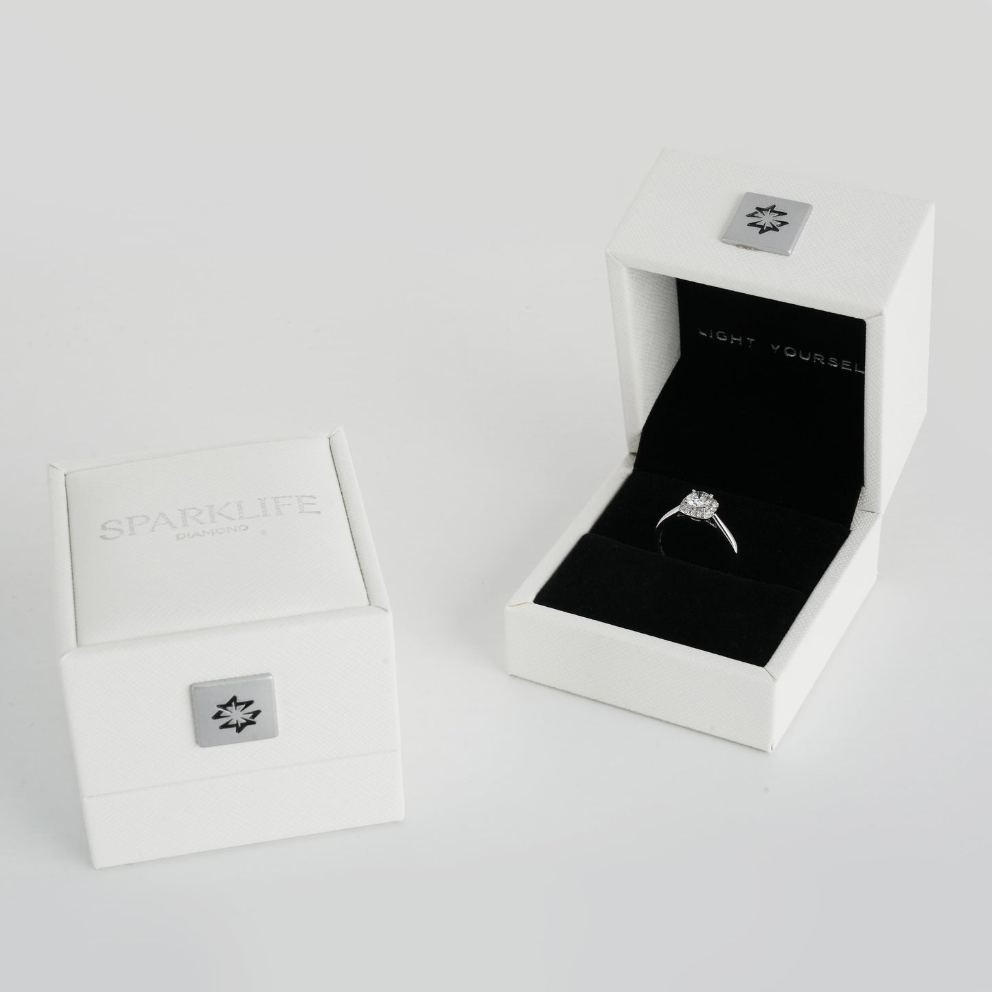 Cube Sugar Halo Set Ring