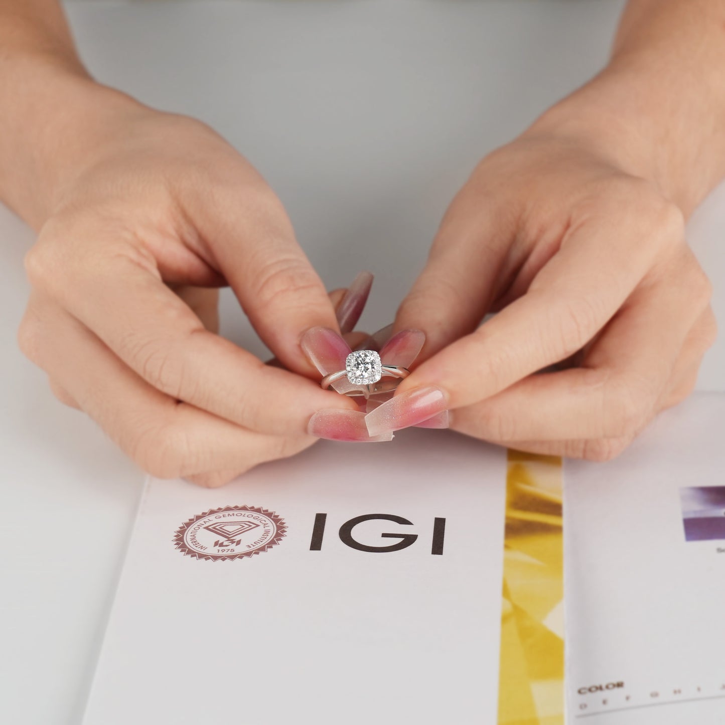 Cube Sugar Halo Set Ring